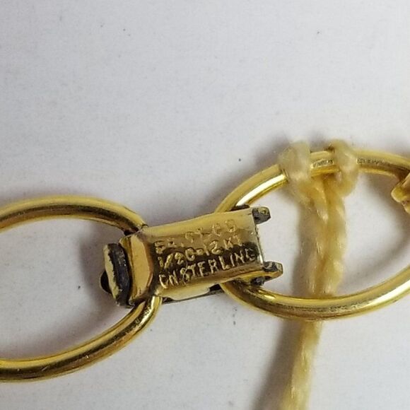 Vintage Providence Stock Co Gold Filled Sterling Silver Blue Flower Bracelet - Picture 6 of 9